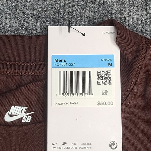 Nike Shirt Mens Medium Brown Cream Futura Long Sleeve SB Skateboard Loose Fit 76 - Picture 5 of 13