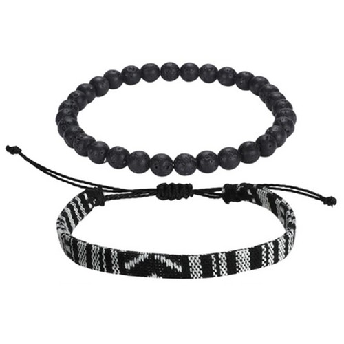 Bracciale Surfer Bracciale dell'amicizia tessuto fatto mano perline di lava - Foto 2 di 4