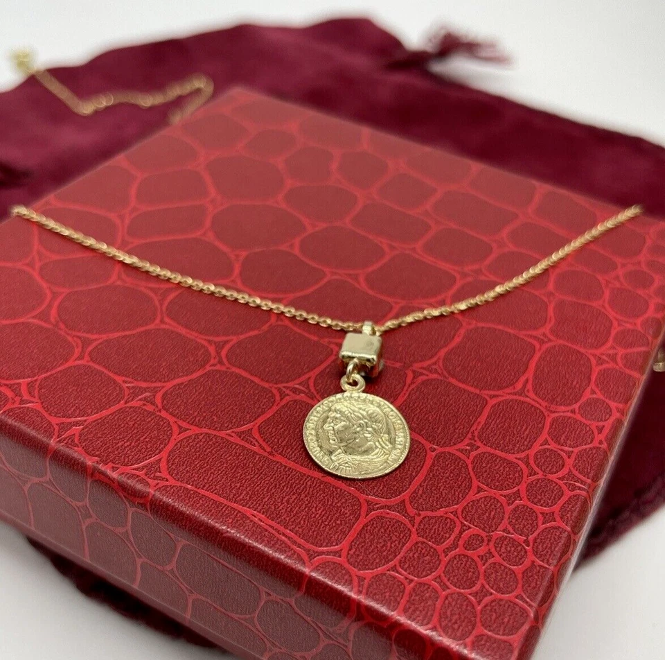 COLLANA DONNA TEMA FESTA DI LAUREA VOLTO ROMANO CORONA ALLORO ARGENTO 925 DORATO - Immagine 3 di 4