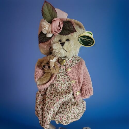 The Bearington Collection White Bear Daisy Belle pink dress teddy girl (Shelf 6)
