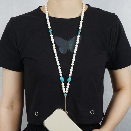 Turquoise Mobile Phone Chain Beaded Pearls Wrist Strap Hanging Neck - 第 11/12 張圖片
