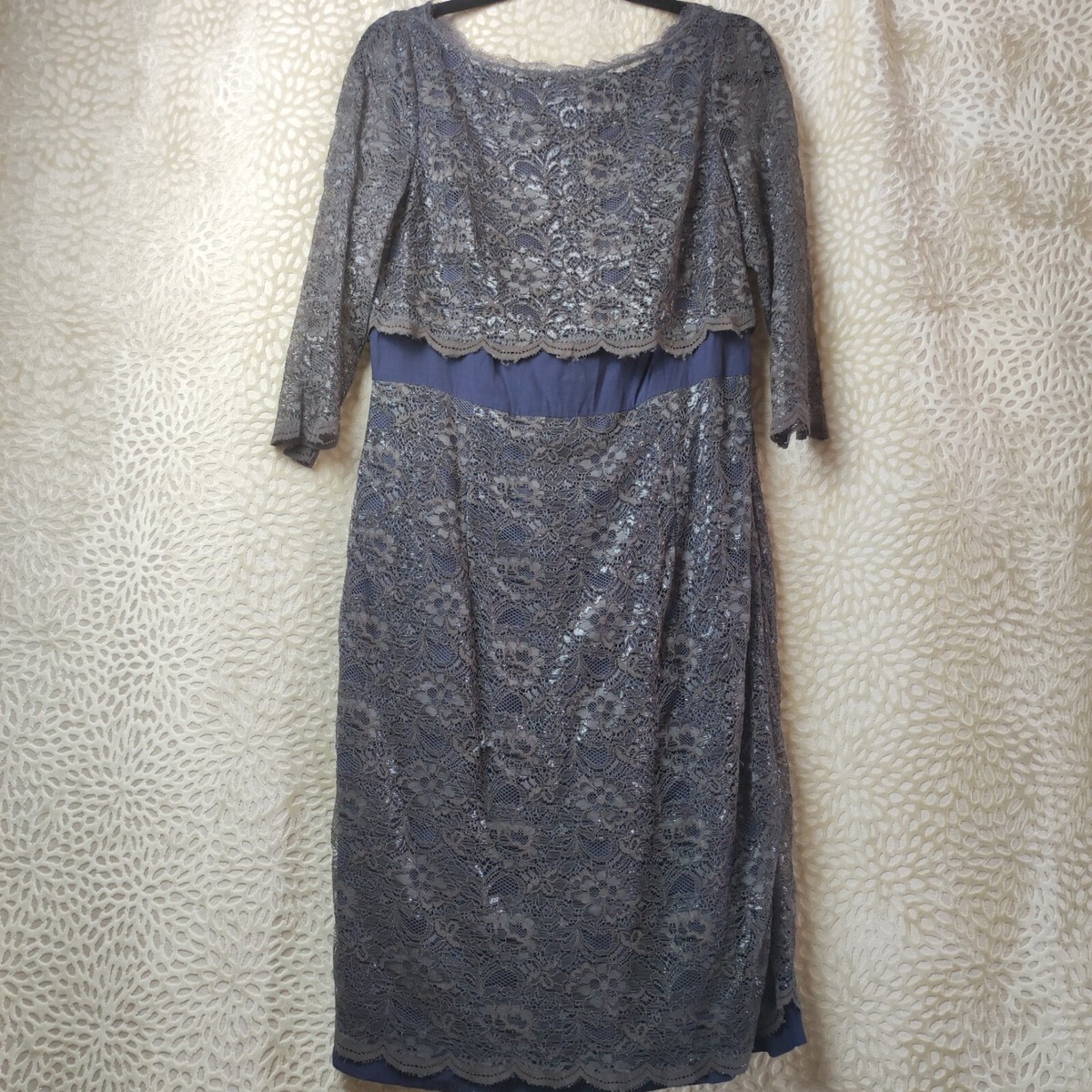 Boden Womens Midi Dress Gray Navy Metallic Lace Size UK 14 Long Layered  NWTS | eBay