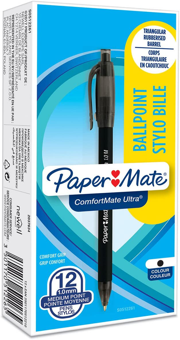 PaperMate Comfortmate Ultra Retractable Medium Ballpoint Pen Black or
