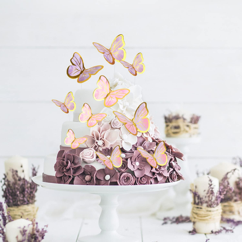 60Pcs Butterfly Cake Toppers,3D Butterfly Cupcake Topper Pick for Birthday Baby - Picture 6 of 12