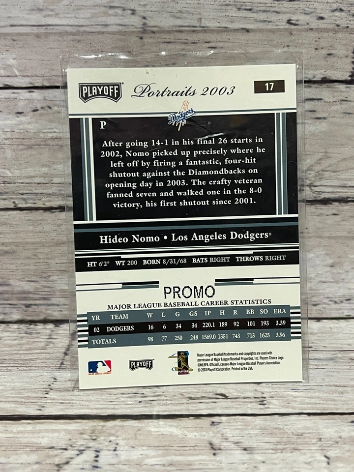 2003 Playoff Portraits #17 Hideo Nomo - Rare PROMO - Image 2 of 2