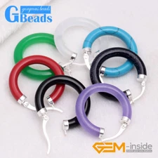 Circle Ear Clip Tibetan Silver Stud Hoop Earring with Women Gift Box 1 Pair