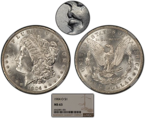 1904-O $1 Morgan Dollar - Hit List 40 VAM-4B Rusty Fish Hook - NGC MS 63 - X3562