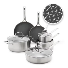GreenPan Prism 10pc Hybrid Stainless Steel and Ceramic Nonstick Cookware Set