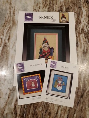 Lot Of 3 Vintage Twisted Threads Cross Stitch Charts: Santa Snowman Themed