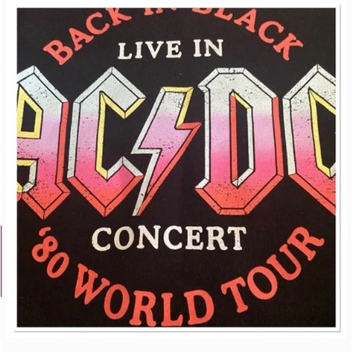 Women's Word Art Hooded ACDC cropped Sweatshirt Top junior, large - Picture 3 of 5
