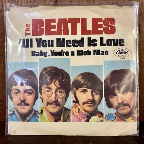 Vintage The Beatles All You Need Is Love 45 Picture Sleeve USA Great Condition