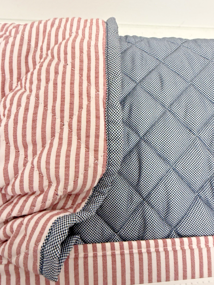 Tommy Hilfiger Red, White and Blue Striped Queen Seersucker Quilt
