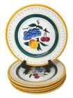Vintage Stangl Pottery Terra Rose FRUIT Colorful 10” Dinner Plates, Set Of 5