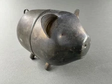 LUNT Silverplate Piggy Bank Vintage Two Piece Figural Coin Pig Bank