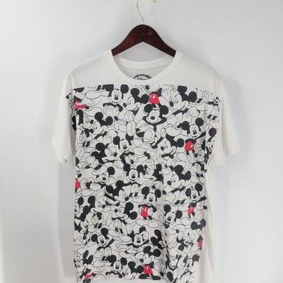 Vintage Disney Different Emotions Of Mickey Mouse Graphic T-Shirt White Size L