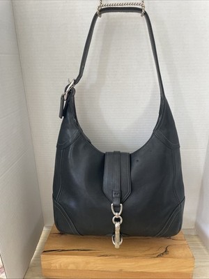 COACH Black Hampton Equestrian Clasp Hobo Shoulder Bag 8A67 Y2K