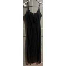 Paige Women Maxi Side Slit Deep V-Neck Dress Black Medium Dark Romantic Grunge