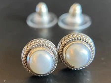 Sarda, Bali Handmade, Lovely, Sterling & Fresh Water Pearl, Stud Earrings
