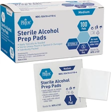 Sterile Alcohol Prep Pads, Antiseptic, Individually Wrapped, Medical Grade, Late