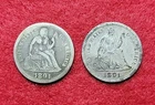 1891 Silver Seated Liberty 10c Ten Cents Lot Of 2 Good & VF