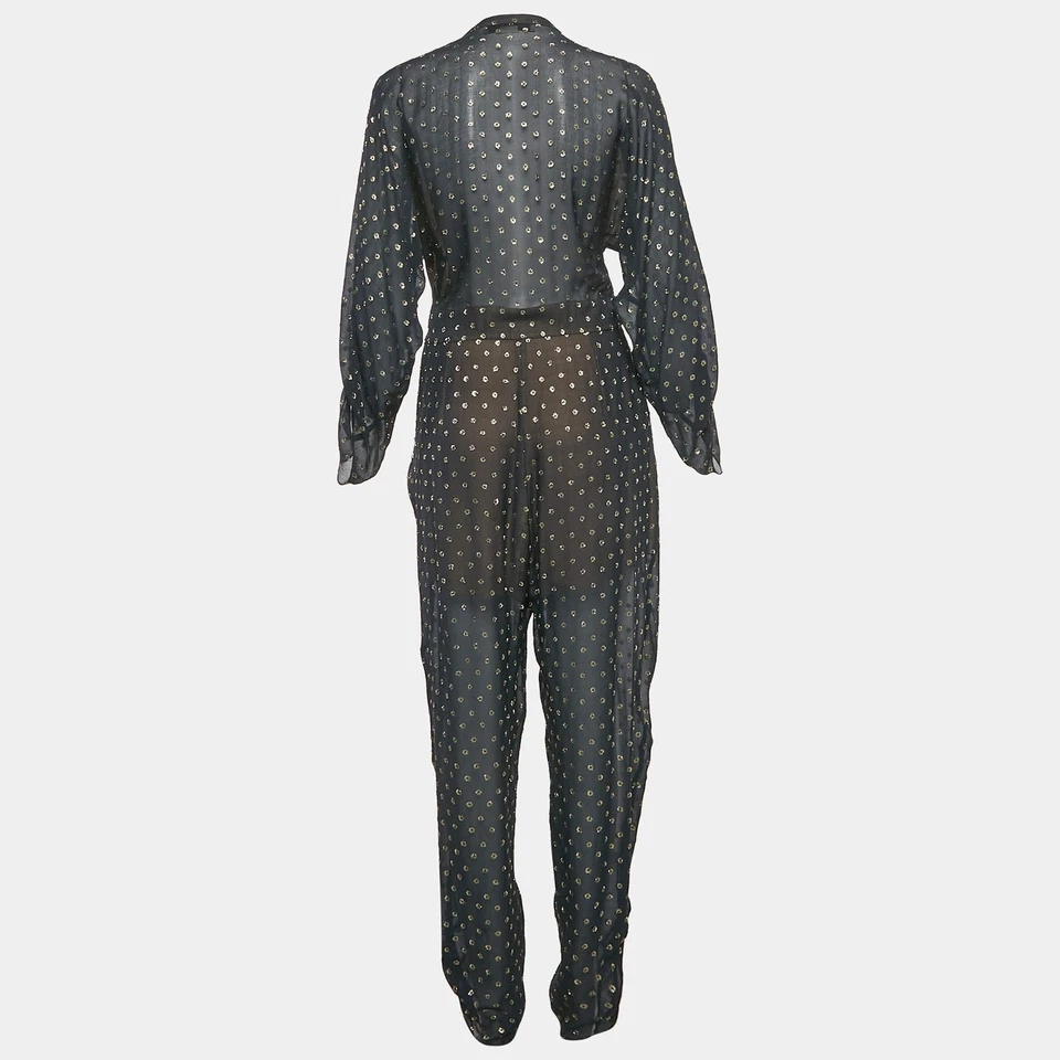 Mono Stella McCartney Azul Marino Seda Lurex Filcoupe Detalle Atado M Foto 2 de 4