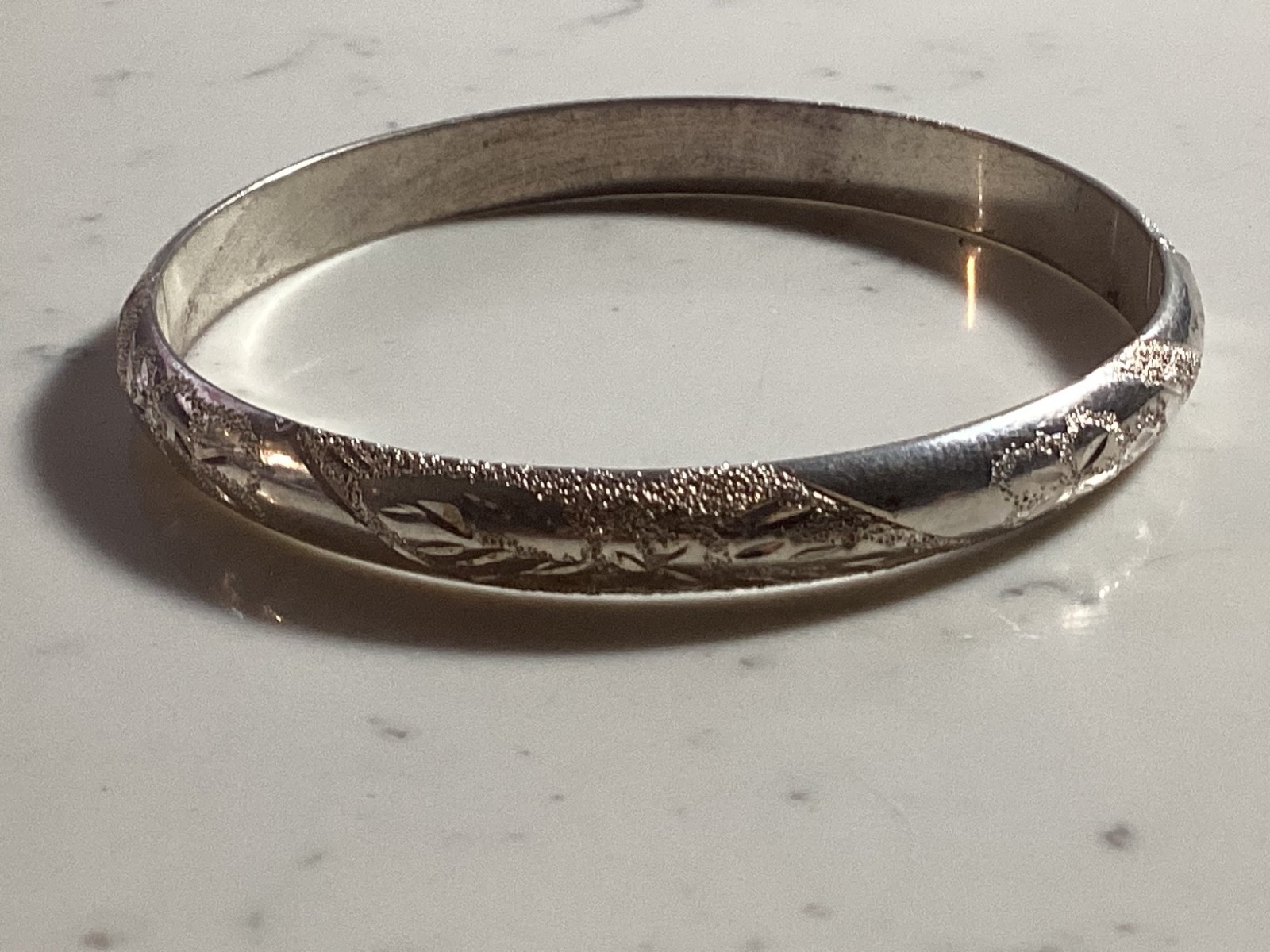 AUTHENTIC SIGNED STERLING SILVER ETCHED UNIQUE BA… - image 6