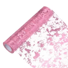 33 Feet Table Runner, Sequin Foil Thin Mesh Metallic Table Runner, Light Pink