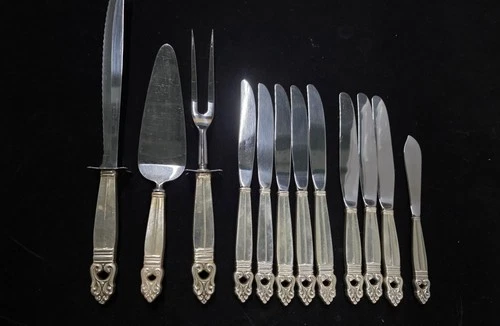 Royal Danish by International Sterling  Handles Pie / Cake Server Knifes  12 pcs