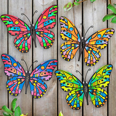 4 Pack Outdoor Butterfly Wall Decor - 9.6 Inches Metal Butterfly Wall Art Decora