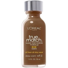 L'Oreal True Match Super-Blendable Liquid Foundation, Deep Warm W9.5, Oil-Free