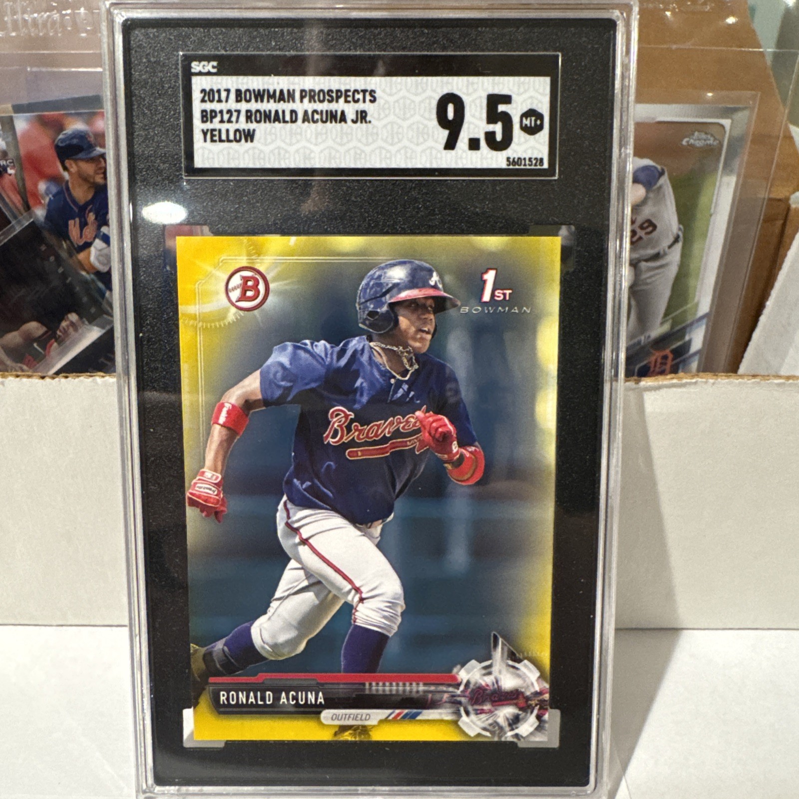 2017 Bowman Ronald Acuna 1st Bowman Prospects Yellow #BP-127 SGC 9.5 MT+