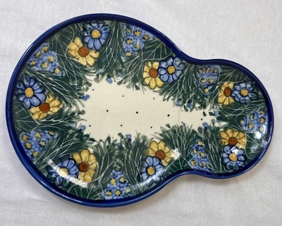 WR Boleslawiec Polish Pottery Set Of 4 Unikat Signed Floral Breakfast Plate