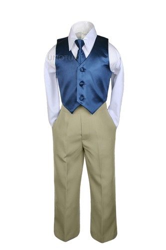 7 piezas Chaleco 9 Colores Corbata Bebé Niño Pequeño Adolescente Formal Esmoquin Niño Traje Caqui - Imagen 21 de 37
