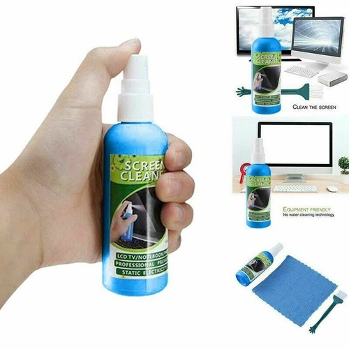 3 in 1 Screen Cleaning Kit Cleaner Spray Brush Cloth Wipe Phone LCD TV ...