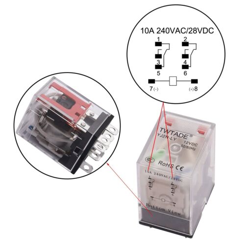 Reliable 10A DPDT Relay with Socket & Visual Indicator for Easy Troubleshooting - Picture 6 of 8