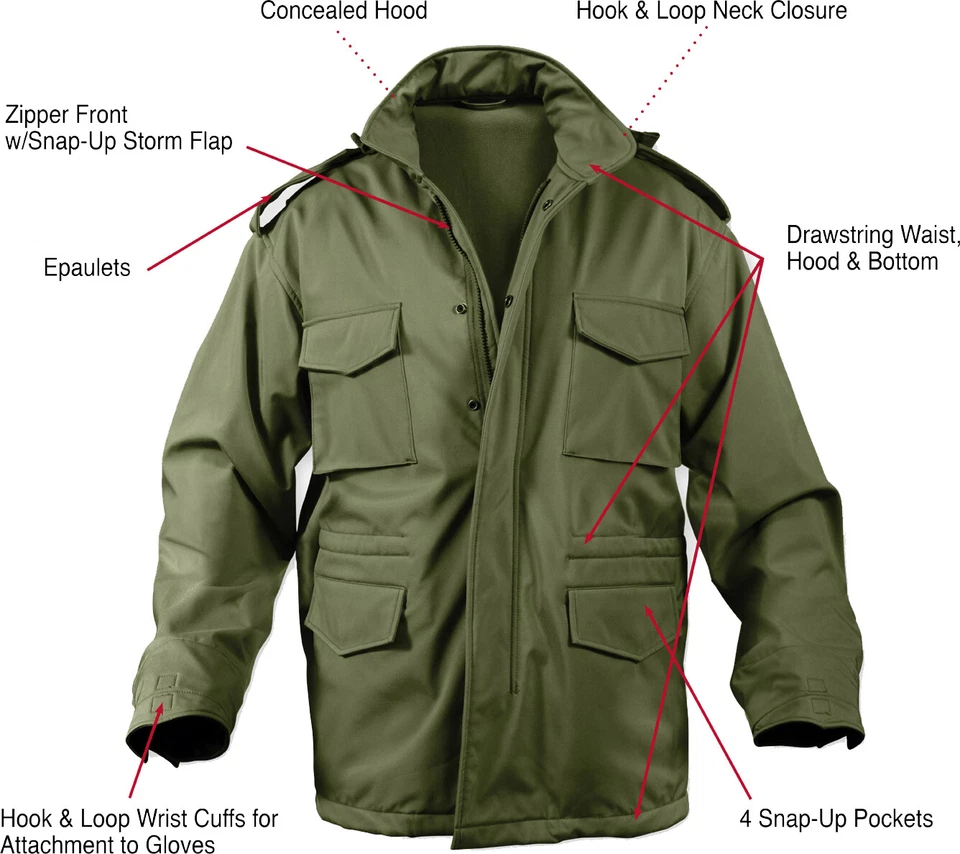 Soft Shell Waterproof Tactical Jacket Army M65 Military Light M-65 Field Coat - Image 4 of 4
