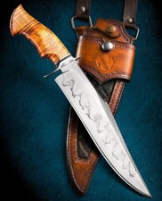 CUSTOM BOWIE KNIFE 15" STEEL HUNTING BOWIE SURVIVAL KNIFE WITH WOODEN HANDLE