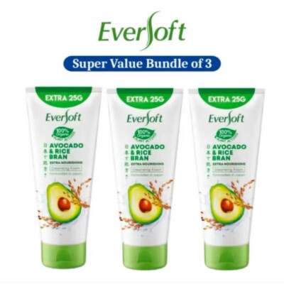 3X Eversoft Face Wash Facial Cleanser 100% Organic Avocado & Rice Bran Oil 120g