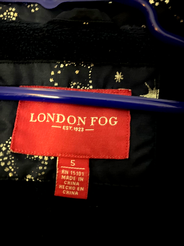 London Fog Girls Childs Coat Hoodie Stars Unicorns Planets Lined Kids Size 5 - Picture 8 of 12