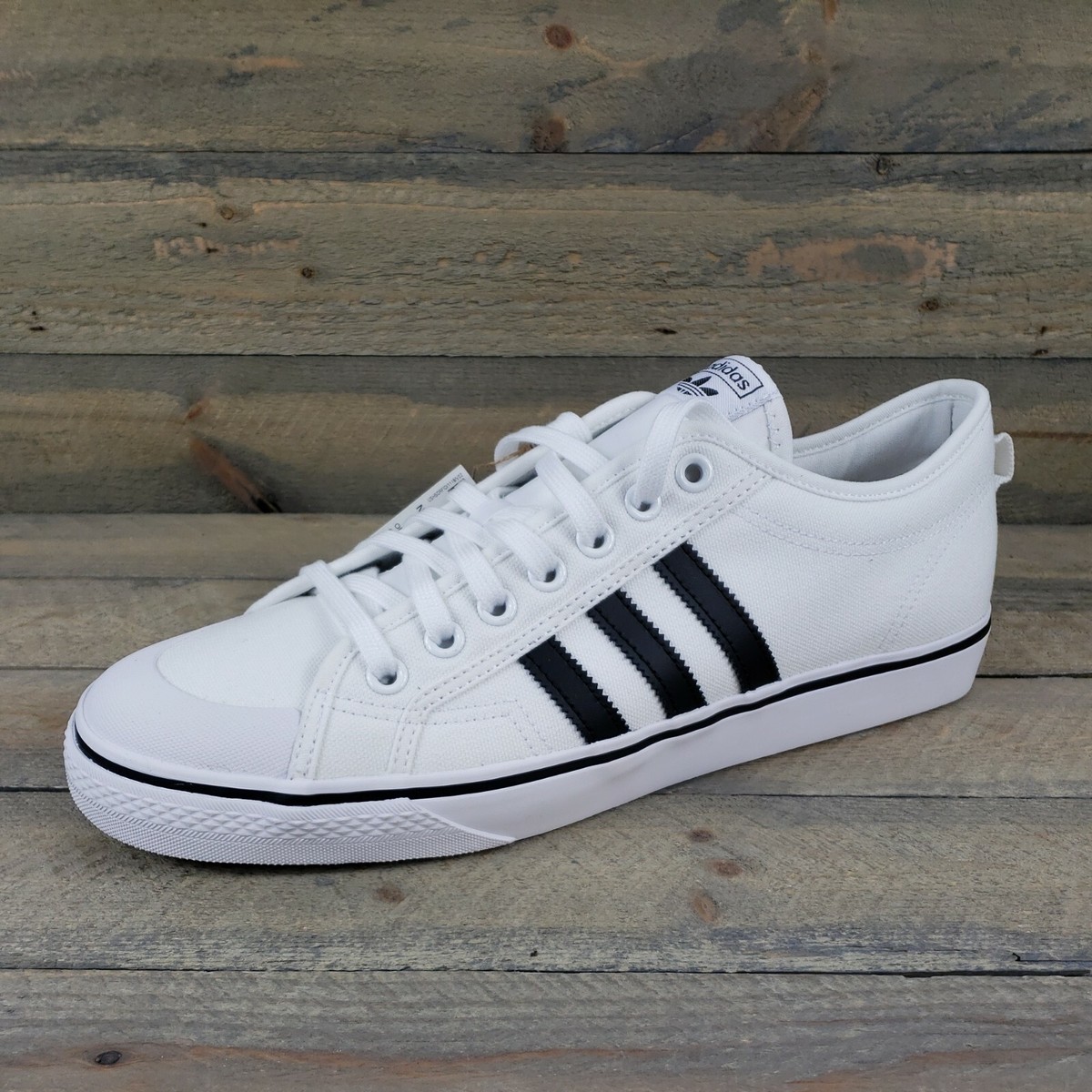 adidas Nizza Originals Men's Canvas Sneakers Shoes White Black Sz