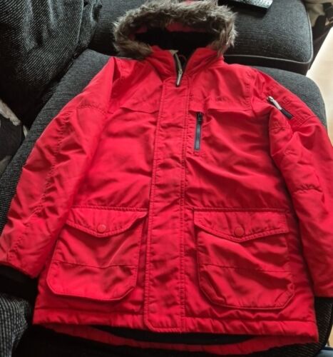 Next Age 10 Red Thick Padded Coat With Fleecy Hood. School Coat Warm Coat - Picture 1 of 13
