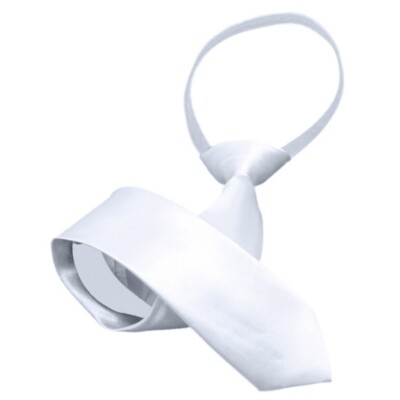 Solid Color White Silk Pre Tied Neck Tie for Formal Event and Business Meetings
