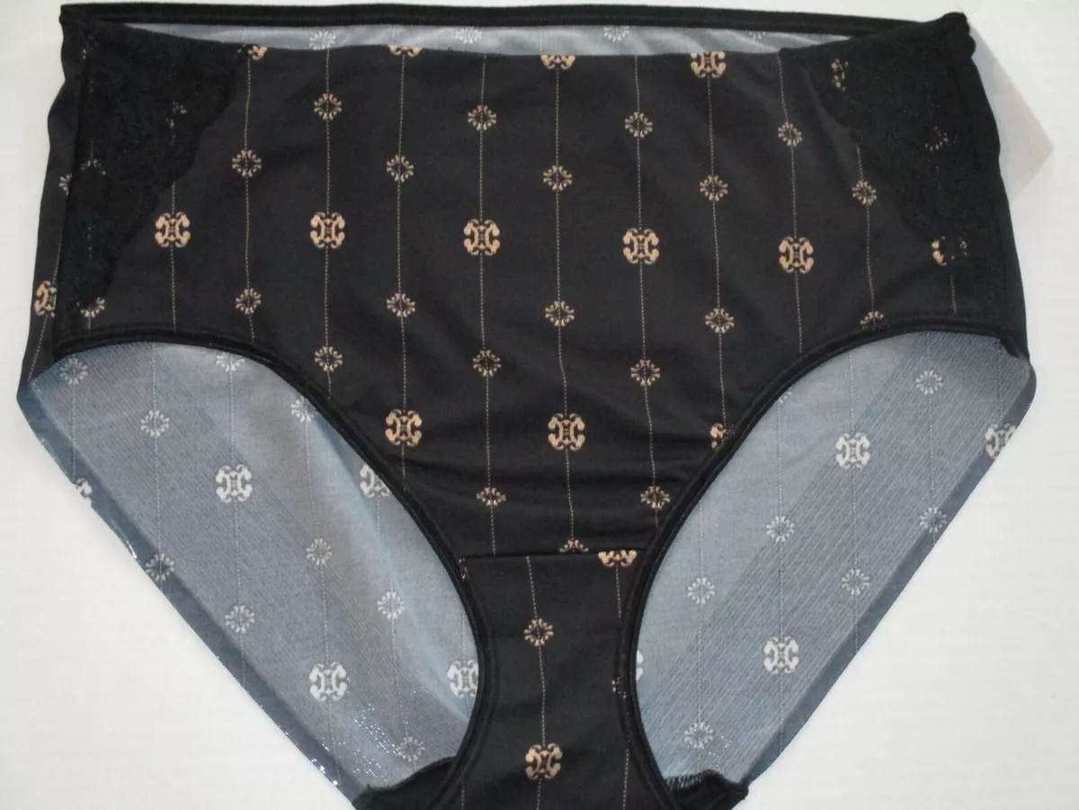 SOMA VANISHING TUMMY WITH LACE GILDED GEO BLACK MODERN BRIEF PANTIES XXL  2XL