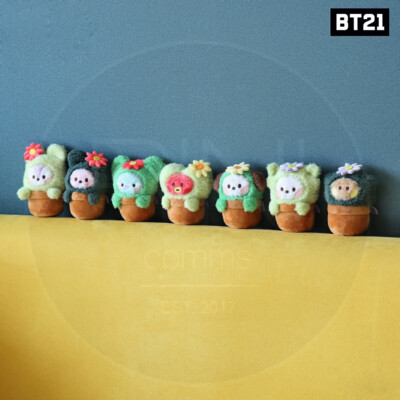 BTS BT21 Official Goods mini minini GREEN PLUSH KEYRING + Tracking Number