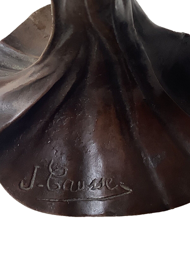Julien CAUSSE (1869-1929) Draped Woman Sculpture French Bronze Signed - Picture 9 of 15