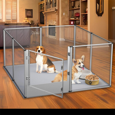 XX-Large Acrylic Dog Playpen Pet Whelping Box Cage Kennel Silver Rod  Nursing Pen UK