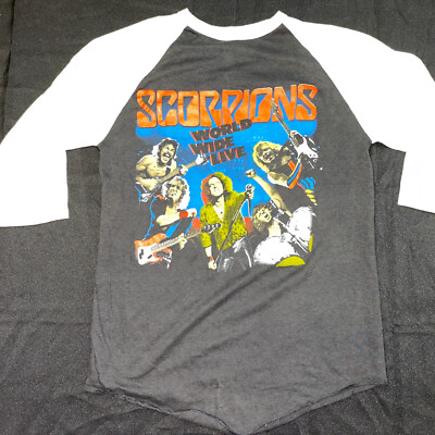 vintage scorpions t shirt 80s world wide live RARE! Two sided