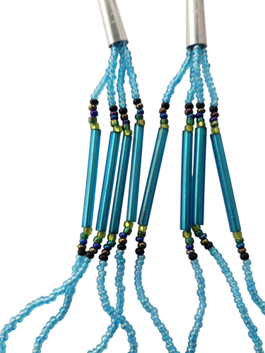 ORECCHINI VINTAGE NATIVI AMERICANI CON PERLINE GOCCIA/PENDENTE ~ TERRITORIO CHEROKEE ~ - Foto 2 di 3