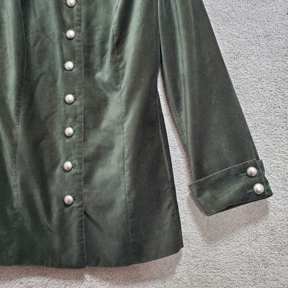 Lane Bryant Blazer Jacket Women's 20 Olive Green 100 Cotton Velvet