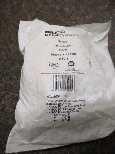 Nibco PC606 45 FTG Elbow Copper 45° 2-1/2" FTGxPress FREE SHIPPING NEW